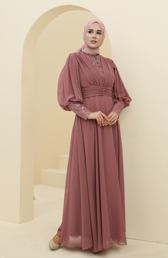 Dusty Rose Hijab Evening Dress 52810-03