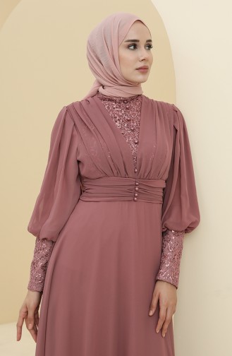 Beige-Rose Hijab-Abendkleider 52810-03