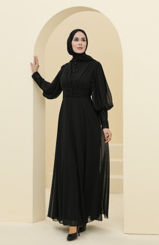 Black Hijab Evening Dress 52810-04