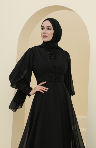 Black Hijab Evening Dress 52810-04