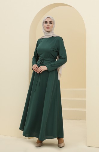 Smaragdgrün Hijab Kleider 5018-02