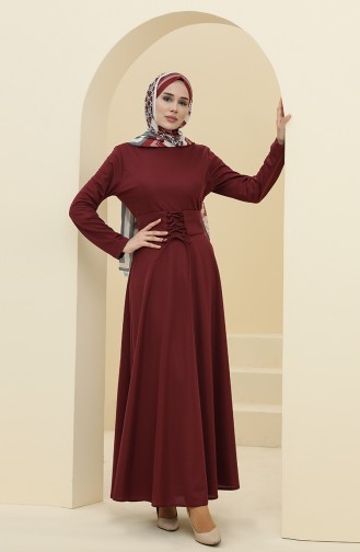 Weinrot Hijab Kleider 5018-05