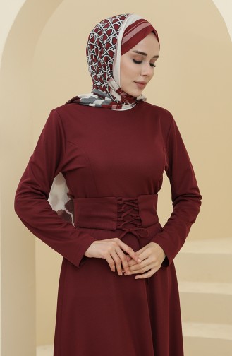 Claret Red Hijab Dress 5018-05