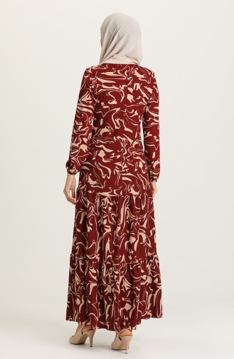 Claret Red Hijab Dress 15028B-01