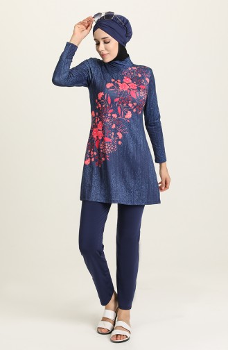 Dunkelblau Hijab Badeanzug 2052-01
