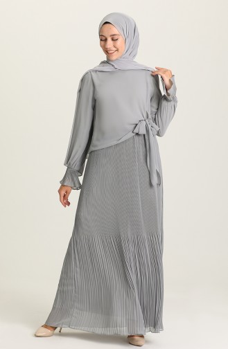 Grau Hijab Kleider 3032-05