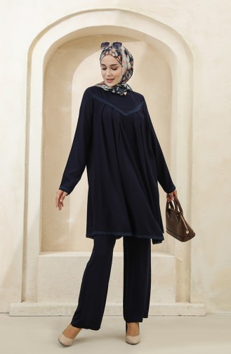 Robalı Tunik Pantolon İkili Takım 8347-02 Lacivert