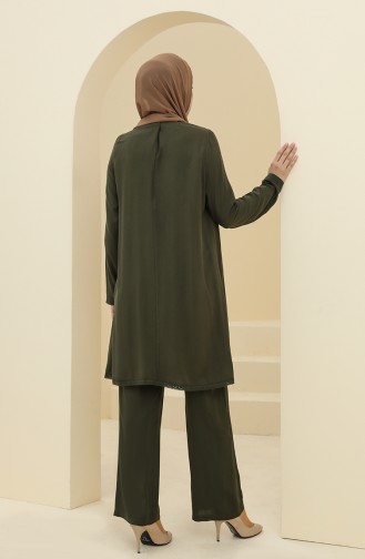 Robalı Tunik Pantolon İkili Takım 8347-06 Yeşil