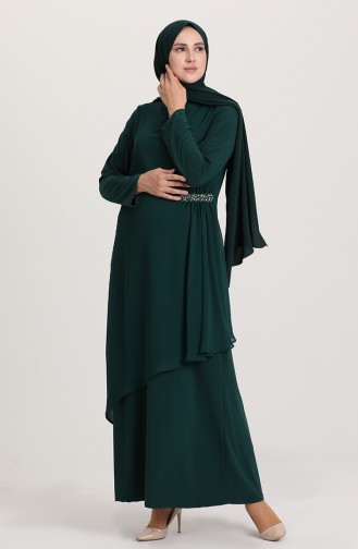 Smaragdgrün Hijab-Abendkleider 3036-01