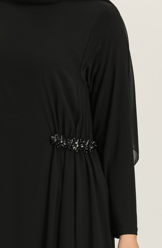 Black Hijab Evening Dress 3036-04