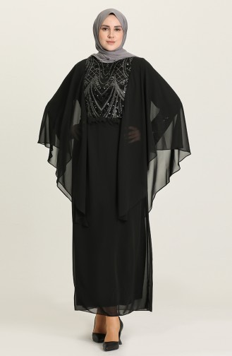 Schwarz Hijab-Abendkleider 9384-01