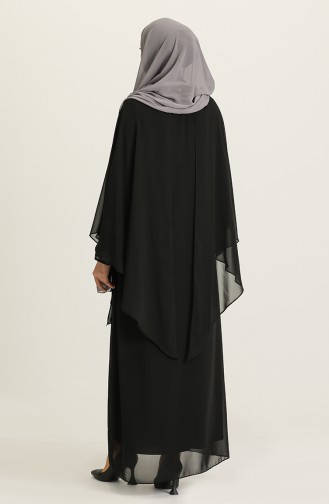Black Hijab Evening Dress 9384-01