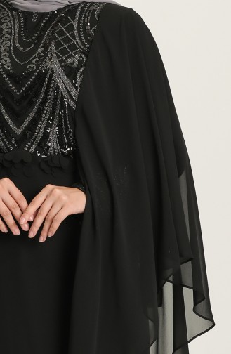 Black Hijab Evening Dress 9384-01