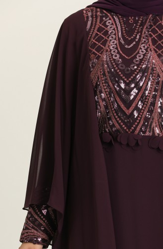 Plum Hijab Evening Dress 9384-05
