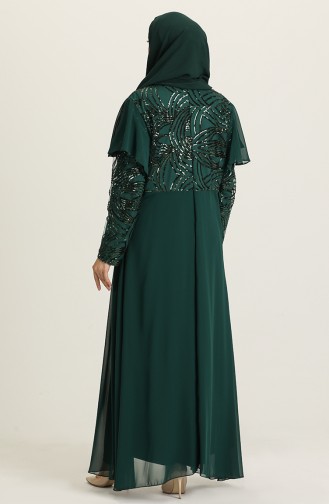 Emerald Green Hijab Evening Dress 9388-01