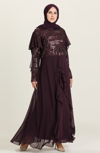 Purple Hijab Evening Dress 9388-04