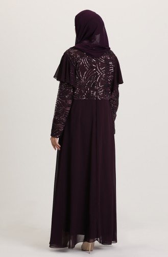 Purple Hijab Evening Dress 9388-04
