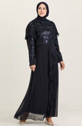 Dunkelblau Hijab-Abendkleider 9388-06