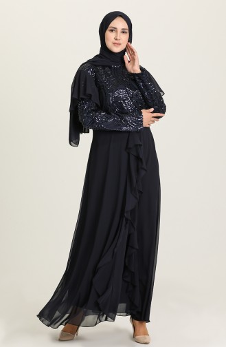 Dunkelblau Hijab-Abendkleider 9388-06