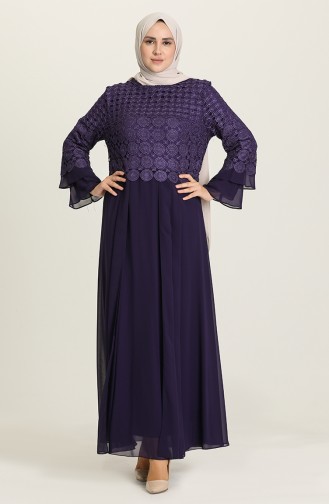 Purple Hijab Evening Dress 9396-01
