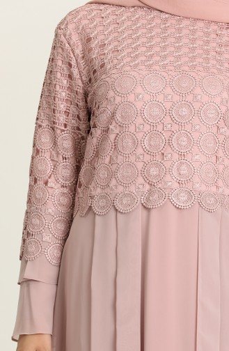 Powder Hijab Evening Dress 9396-02