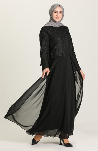 Schwarz Hijab-Abendkleider 9396-03