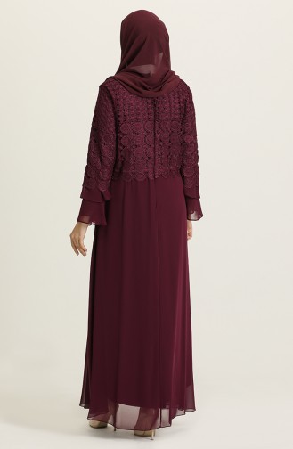 Plum Hijab Evening Dress 9396-05