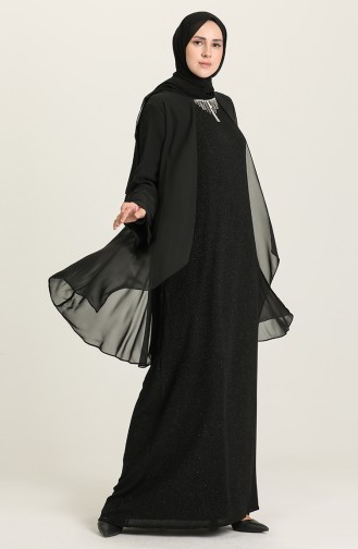 Black Hijab Evening Dress 3056-01