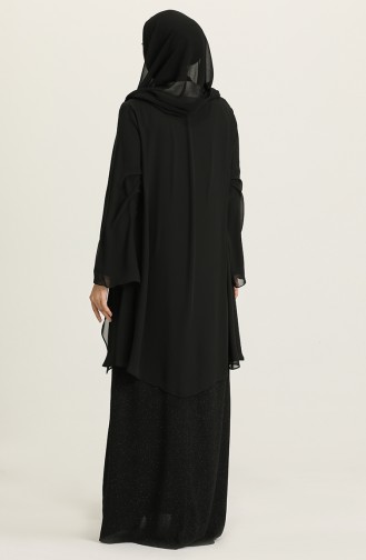 Schwarz Hijab-Abendkleider 3056-01