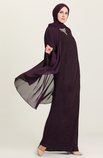 Lila Hijab-Abendkleider 3056-03