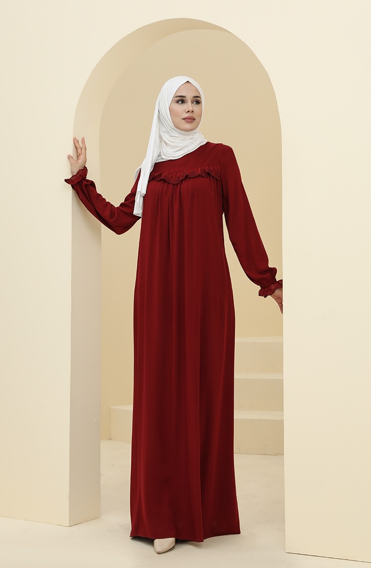 Robalı Elbise 8346-01 Bordo