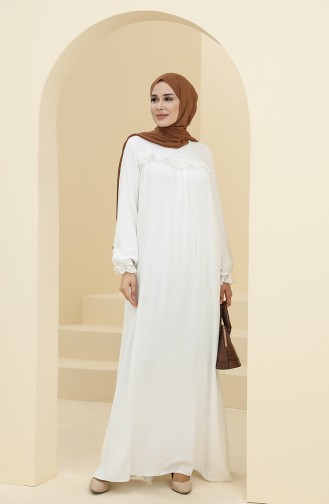 Ecru Hijab Dress 8346-03