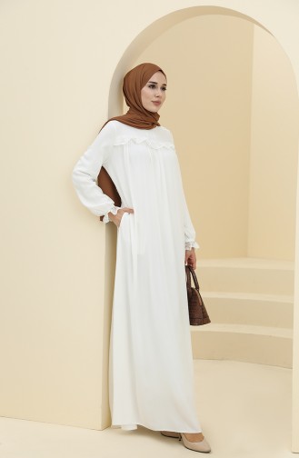 Ecru Hijab Dress 8346-03
