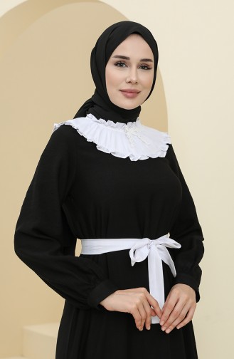 Schwarz Hijab Kleider 8343-01