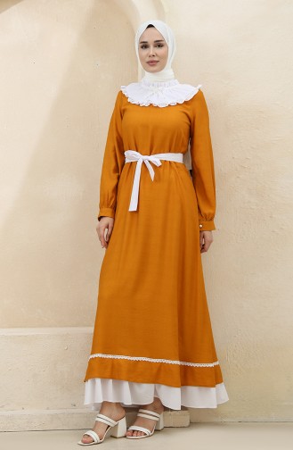 Mustard Hijab Dress 8343-04
