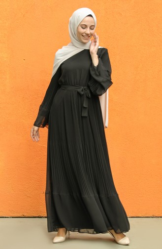 Schwarz Hijab Kleider 3031-05