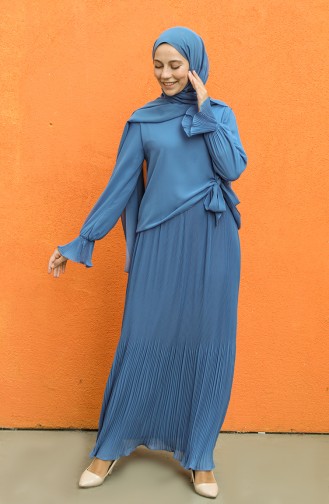 Indigo Hijab Dress 3032-01