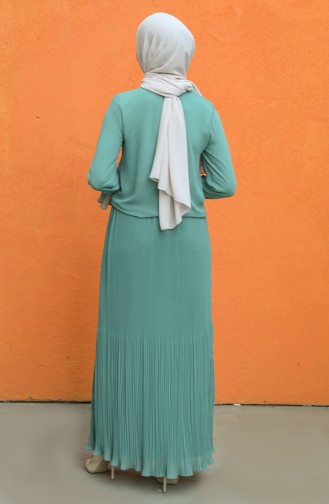 Unreife Mandelgrün Hijab Kleider 3032-06