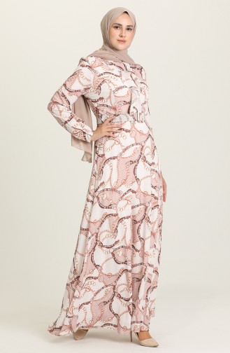Ecru Hijab Dress 8643-01