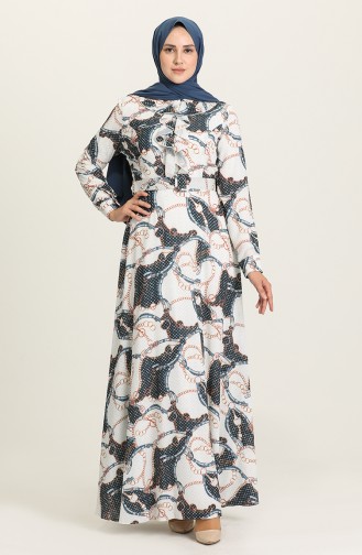 Navy Blue Hijab Dress 8643-03