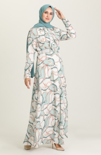 Mint Green Hijab Dress 8643-05