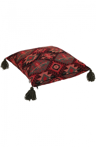 Kilim Desenli Kırlent Kılıfı 128-02 Bordo Kırmızı