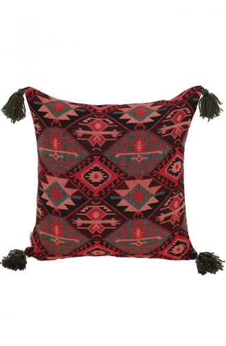 Kilim Desenli Kırlent Kılıfı 128-02 Bordo Kırmızı