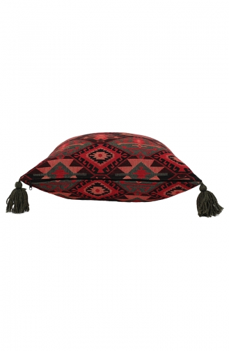Kilim Desenli Kırlent Kılıfı 128-02 Bordo Kırmızı