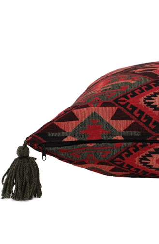 Kilim Desenli Kırlent Kılıfı 128-02 Bordo Kırmızı