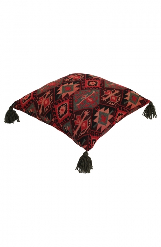 Kilim Desenli Kırlent Kılıfı 128-02 Bordo Kırmızı