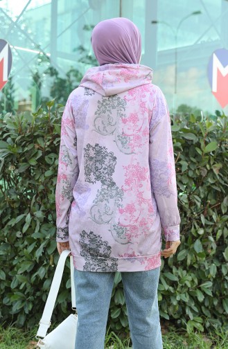 Desenli Sweatshirt 5021P-03 Lila