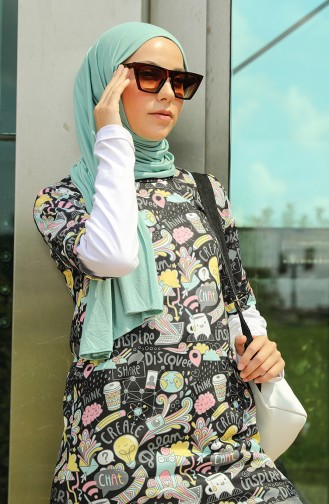 Desenli Tshirt 6022A-01 Siyah