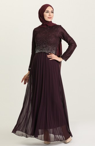 Purple Hijab Evening Dress 3030-05