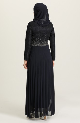 Dunkelblau Hijab-Abendkleider 3030-06